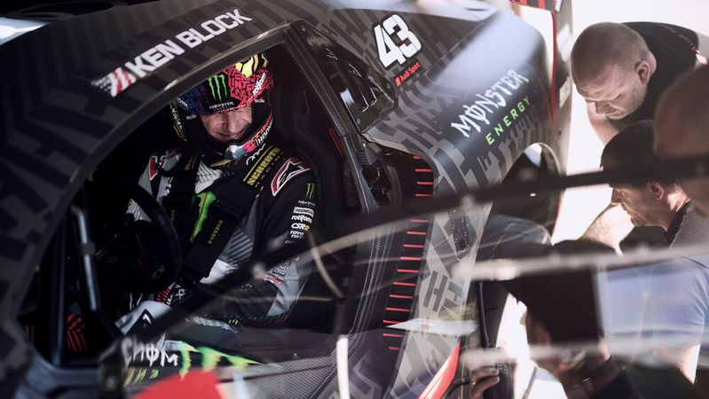 Ken Block im Audi S1 Hoonitron in Mexiko-Stadt.(Bild:  Audi Communications Motorsport)