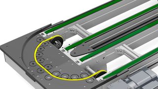 Für das Transfersystem Versamove in der kleinsten Größenklasse standard zeigt MK auf der Messe Motek 2017 dieses besonders kompakte Kurvenmodul. (Bild: Maschinenbau Kitz)
