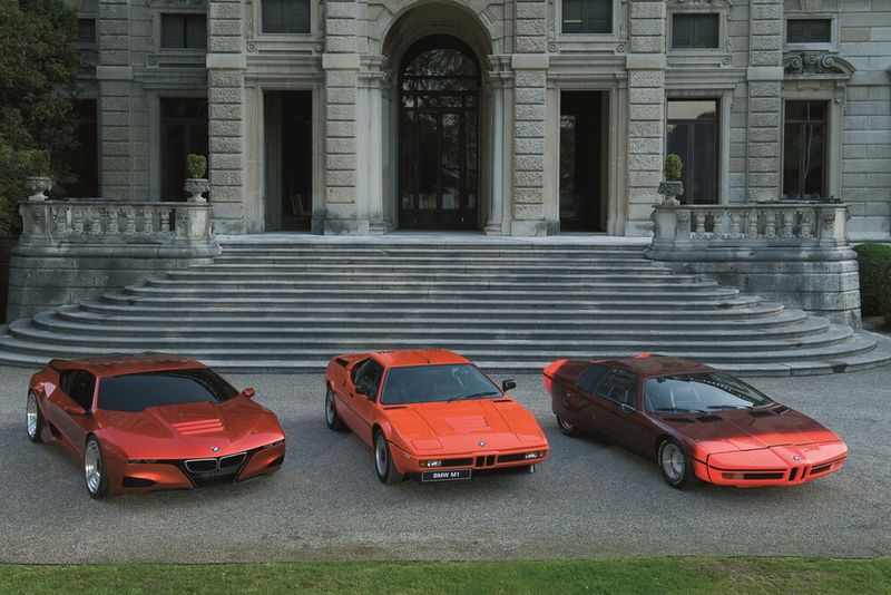 BMW M1 Hommage 2008 (links) und BMW M1 ab 1978 (Mitte) und BMW Turbo von 1972. (Bild: BMW)