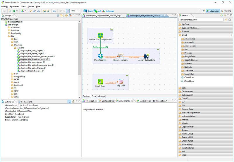 Die Funktion zum Download einer Datei aus der Dropbox im Talend Studio for Cloud. (Bild: Talend)