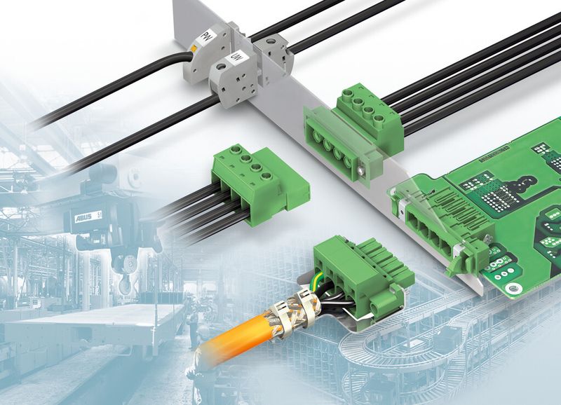 Steckbare Durchführungsklemmen und Durchführungsklemmen für die dauerhafte Verbindung eignen sich für den Anschluss von elektrischen Bauteilen. (Bild: Phoenix Contact)