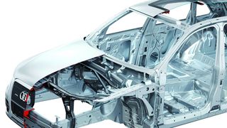 Die Karosserie des Audi Q5 – Leichtbau  durch einen großen Anteil hoch- und ultrahochfester Stahlwerkstoffe. (Bild: Audi)