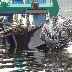 Der Schneidkopf des Sandbaggers hat einen Durchmesser von rund 1,80 m. (Bild:  Gelsenwasser)
