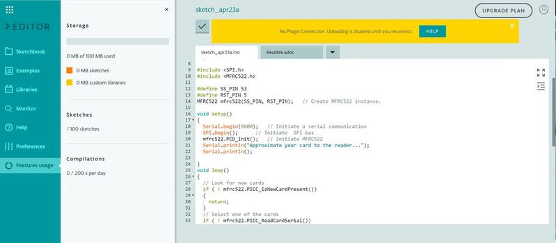 Die Arduino IDE in der Webversion.