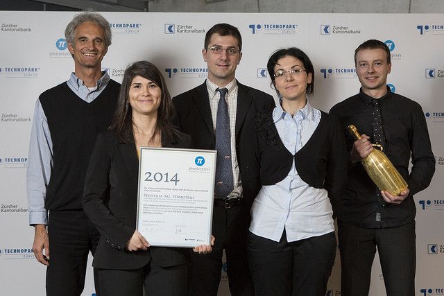 Das Team von der Firma Medyria. Das Unternehmen entwickelt technische Lösungen für die Katheter-Navigation und für die Messung des Blutdurchflusses. (Bild: Technopark Zürich)