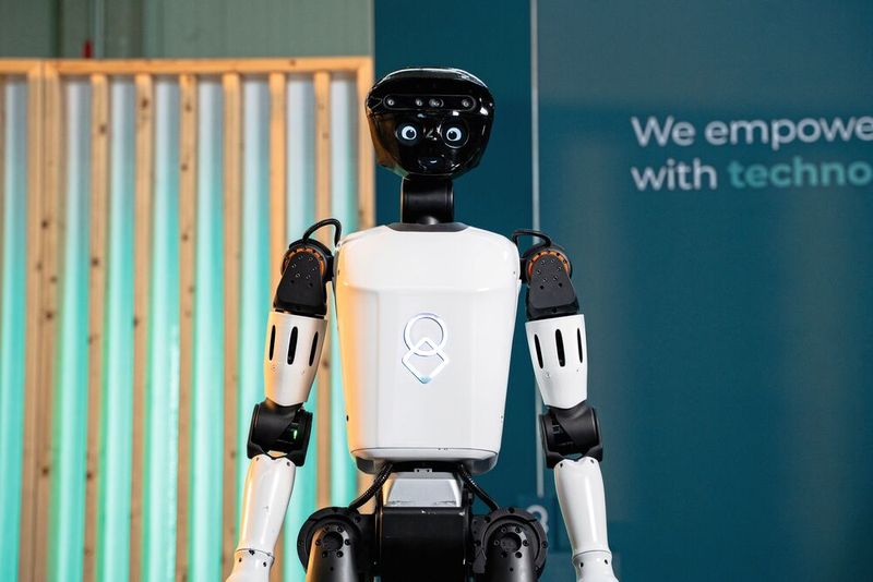 Humanoider Prototyp uMe: United Robotics Group zeigt auf der CES 2026 erste Kernfunktionen wie sprachbasierte Interaktion, sensorbasierte Wahrnehmung (Kameras, Tiefensensorik, Mikrofonarray) und die Anbindung an die Plattform uGo+. (Bild: United Robotics Group)