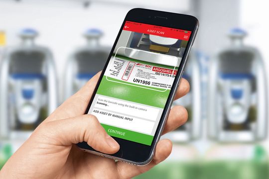 Das Barcode-gestützte Behälterverfolgungssystem Accura Cylinder Management von Linde in Action in einer Gasabfüllanlage im brasilianischen Jundiai nördlich von Sao Paulo.(Bild:  Linde)