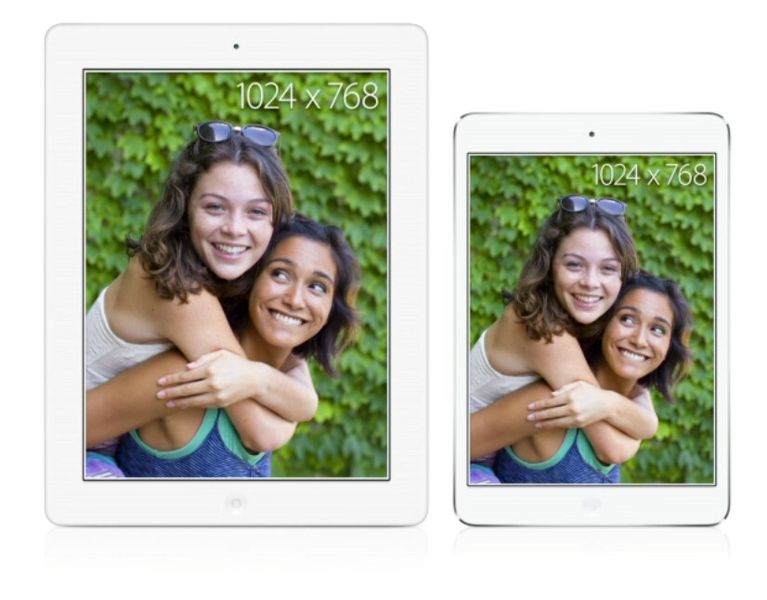 Hier der direkte Vergleich der Display-Größen – die Auflösung des Mini entspricht der des Ipad 2: 1.024 x 768 Pixel. (Apple)