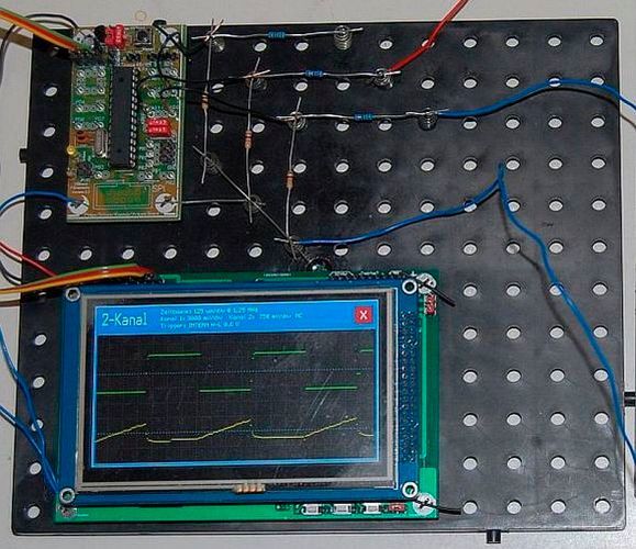  Intelligente Grafik für Mikrocontroller, Arduino & Co (Stand 37): Vorgestellt wird ein Board mit Touchscreen-TFT-Bildschirm (bis 7″) und intelligenter Ansteuerung auf serieller Basis. Damit können Arduino- oder Mikrocontrollerprojekte auf einfache Weise mit ausgefeilten grafischen Oberflächen versehen werden. Messwerte, Diagramme und bedienbare Oberflächen mit Schaltern und Texteingabe sind möglich.  Wir zeigen, wie leicht Oberflächen für Mikrocontroller und Arduino gestaltet werden können. Auf einem PC zeigen wir die Entwicklung, mehrere Beispiel-Aufbauten zeigen ein Radio, ein einfaches Oszilloskop, eine Color-LED-Steuerung und (wenn er rechtzeitig fertig wird) eine GUI für einen Plotter aus Märklin-Metall-Bauteilen. (Bild: Frank Brennecke)