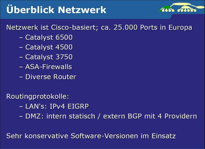 Die eingesetzte Technik bestand im Wesentlichen aus Netzwerk-Komonenten von Cisco: 40 mal „C6500“, 60 mal „C4500“ plus 60 alte „C4500“, 50 mal „C3700“, 56 Blade-Switches und 15 ASA. (Archiv: Vogel Business Media)
