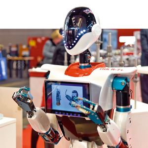 Im Fokus der Messe: Roboter in allen Formen, Farben und Grössen.