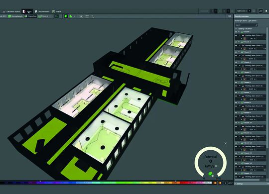 Das mit Leuchten ausgestattete Modell wird über die Schnittstelle wieder an Ddscad übergeben. (Bild:  Dial/Graphisoft)