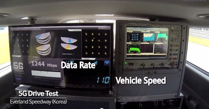 Mobilfunk- und Messtechnik im Auto für den mobilen Test (Samsung)