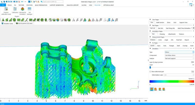 Das Modul Materialise Magics Simulation bringt in Kombination mit Magics 23 High-End-Simulationsmöglichkeiten für den 3D-Druck in die Produktion, ohne dass die Benutzer zu einer separaten spezialisierten Anwendung wechseln müssen, High-End-Rechenleistung oder Expertenwissen benötigen. (Materialise)