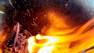 Die Kondensationsmethode ist eine Möglichkeit zur Herstellung von klebrigem Teer aus Steineinbenblättern. Dabei werden die Blätter neben flachen glatten Steinen verbrannt. (Bild: Tabea Koch)