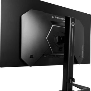 Der Standfuß des OLED-Monitors lässt sich um bis zu 150 mm in der Höhe verstellen. Zudem bietet er eine Pivot-Funktion. (Bild:  uppix)