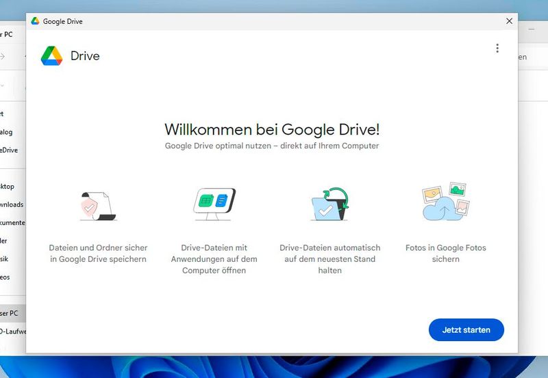 Google Drive for Desktop in Windows einrichten. (Bild: Joos – Google)