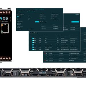 Die Produktfamilie für Security-Retrofit von Data-OS besteht aus OT Protect Node für Maschinen und Anlagen, OT Protect Gateway für den Traffic sowie OT Protect Portal für die Verwaltung.(Bild:  Data-OS)