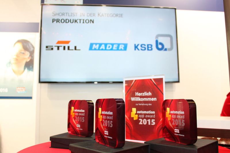Unter allen neun Shortlist-Platzierten wurden am 25. November 2015 auf der SPS IPC Drives in Nürnberg die drei besten Automatisierungs-Apps mit dem automation app award von elektrotechnik gekürt. (elektrotechnik)