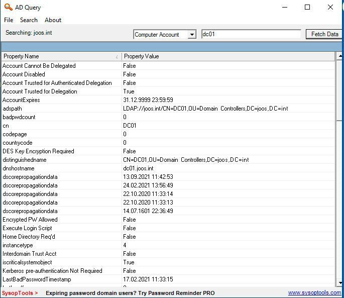 Auch Daten zu Computern können mit AD Query ausgelesen werden.  (Joos / SysOp Tools)