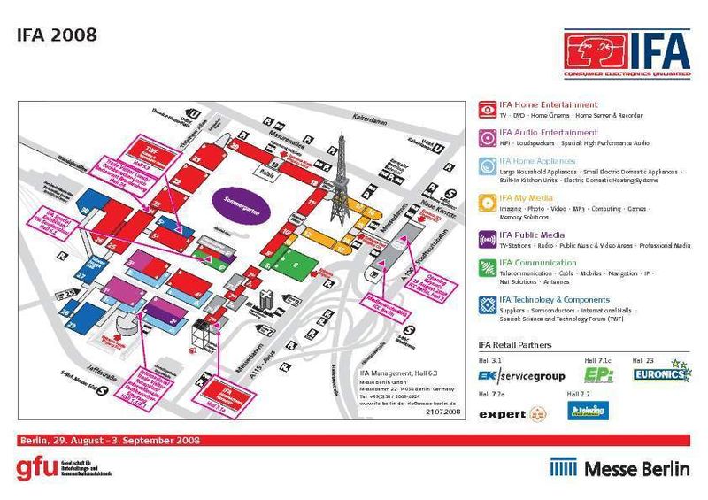 Der Geländeplan zur Internationalen Funkausstellung (IFA) 2008. (Archiv: Vogel Business Media)