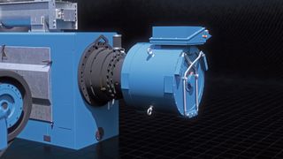 Schneckenpresse zur Ölsaatenverarbeitung mit innovativem Antriebskonzept bestehend aus Oswald-Motor und Getriebe. (Bild: Harburg-Freudenberger Maschinenbau GmbH)
