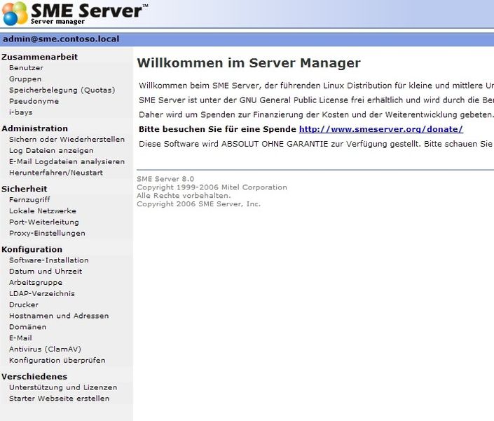 Abbildung 7: Mit Linux SME stellen Unternehmen die gleichen Funktionen im Netzwerk zur Verfügung, wie es Microsoft Small Business Server. (Bild: Joos)