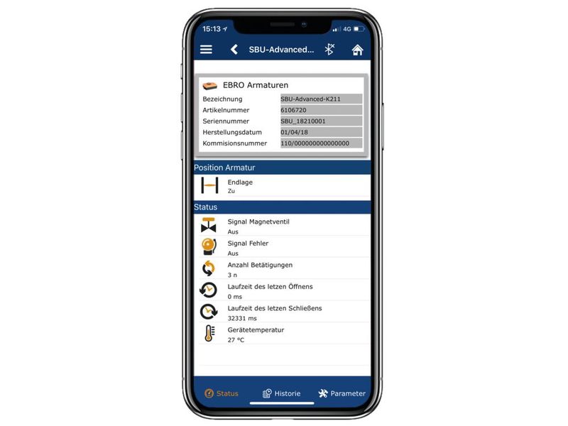 Ebro-App zur Analyse der Einsatzdaten und Anzeige der Spezifikation  (Bild: Ebro)