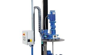 Stativrührwerk des Typs SRW Ex1 mit GRS-D 300/1,5 mit Federdeckel und
Behälterklemmung (Kurt Fuchs/ Geppert)