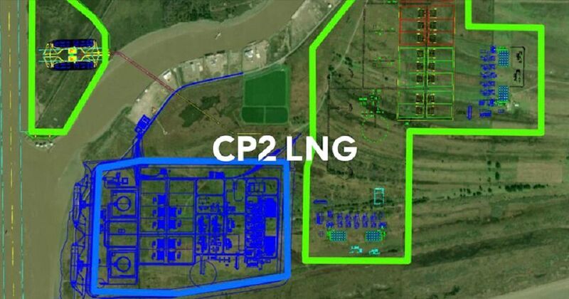 The CP2 LNG terminal (above) will be located in Cameron Parish, Louisiana, USA. The CP Express pipeline (below) will be situated in Texas and supply natural gas to the proposed CP2 LNG facility. (Venture Global LNG)