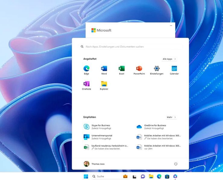 Im Startmenü von Windows 365 stehen auch die verknüpften Dokumente aus Microsoft 365/SharePoint zur Verfügung. (Bild: Joos - Microsoft)