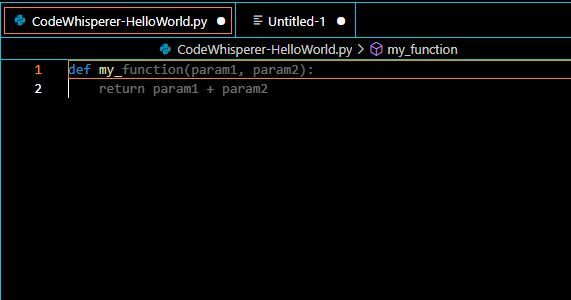 Ein Beispiel für ein „Hello World“-Programm in Amazon CodeWhisperer.