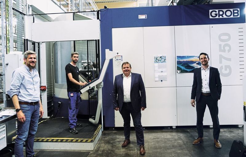 V. l.: Nicolay Schnitzer, Projektleiter Doppelmayr; Dominik Sohler, Anwendungstechniker Doppelmayr; Dietmar Hagspiel, Vertretung für Grob in Österreich Alfleth GmbH; Christoph Demmeler, Gebietsverkaufsleiter Grob. (Grob)