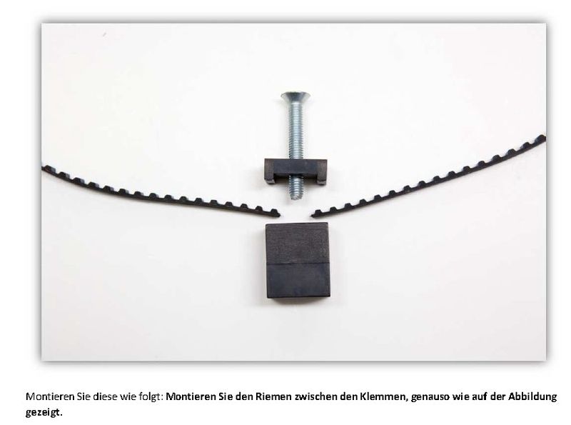 Der 3D-Drucker Velleman K8200 im Aufbau: Der Zahnriemen für den Antrieb (Bild: Velleman nv)