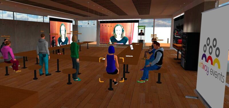 Auch Besprechungen lassen sich mnithilfe der Virtway-Technologie im virtuellen Büro organisieren. Sie meist 