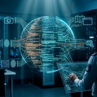 Der Cognyte-Studie nach ist für europäische Ermittlungsbehörden nicht mehr der Datenzugang, sondern die KI-gestützte Fusion und integrierte Analyse fragmentierter Quellen über klassische SIGINT hinaus entscheidend, um angesichts wachsender Komplexität und der Verflechtung von organisierter Kriminalität und Terrorismus wirksame Lagebilder und Entscheidungen zu ermöglichen. (Bild: Gemini / Vogel IT-Medien GmbH / KI-generiert)