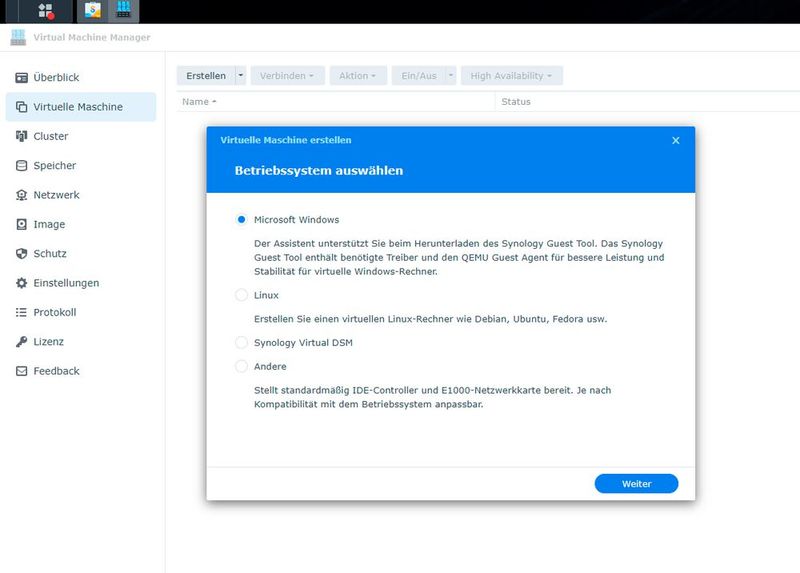 Mit dem Synology Virtual Machine Manager lassen sich virtuelle Server auf dem Synology NAS bereitstellen, auch Windows-Server. (Bild: Joos - Synology Inc.)