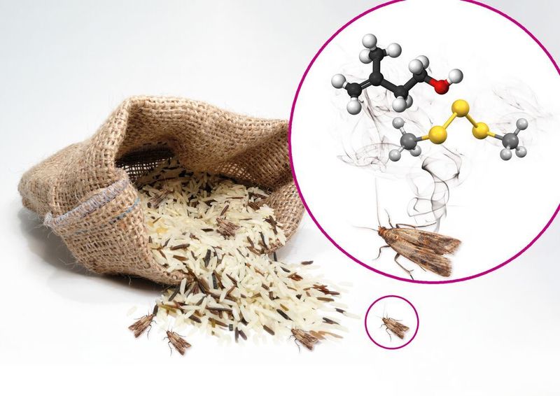 Abb.1: Schädlinge lassen sich über bestimmte an die Luft abgegebenen Stoffe wie Isoprenol und Dimethyltrisulfid frühzeitig in gelagertem Reis enttarnen. (©TwilightArtPictures; ©unpict - stock.adobe.com; wikipedia.org_[M]-VCG)