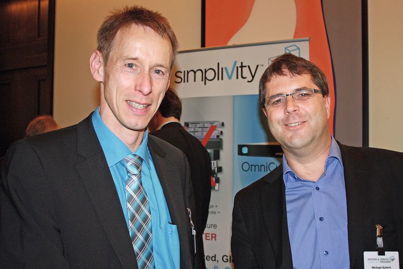 (v.l.) Thomas Appel (Microsoft) und Michael Scherf (All for One Steeb). ( IT-BUSINESS/Sarah Maier)