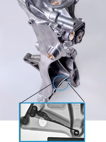 Abbildung 4: Demonstrator aus Szenario 1 mit integrierten Wärmetauscher, flexiblen Geometrie und einer Bauteilverstärkung. (BOHAI TRIMET Automotive Holding GmbH)