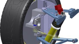 Elektrifizierte Achse mit Radnabenmotor. (Grafik: Fraunhofer LBF)