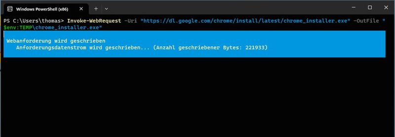 Herunterladen von Installationsdateien für die Bereitstellung mit der PowerShell. (Bild: Joos- Microsoft)