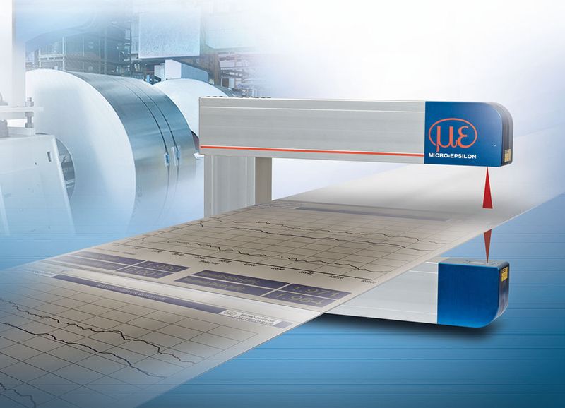 C-Rahmen eignen sich besonders bei schmalen Bändern. Sie lassen sich komplett aus der Linie entfernen, benötigen dafür aber mehr Platz als der O-Rahmen.  (Micro-Epsilon)