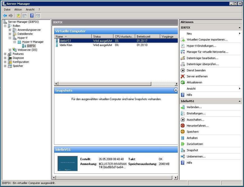 Abbildung 3: Hyper-V BETA lässt nur grundlegende Verwaltungsaufgaben zu. (Archiv: Vogel Business Media)
