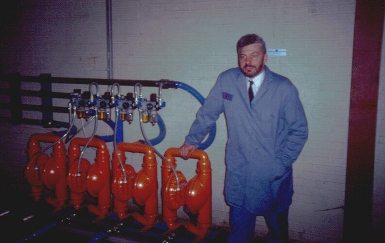 Several of the Wilden T8 model pumps, inset, that Henk Blom chose two decades ago are still in operation today, while newer PX pumps have helped SABA reduce its air-consumption costs. (Picture: Wilden)