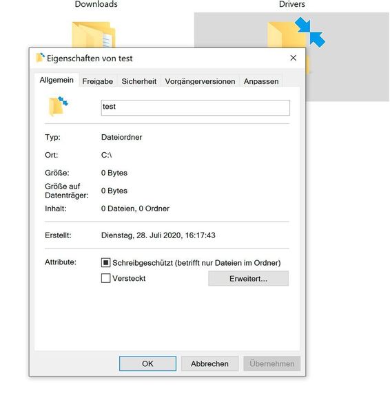 Deaktivieren der Dekomprimierung von Ordnern in Windows 10. (Joos/Microsoft (Screenshot))