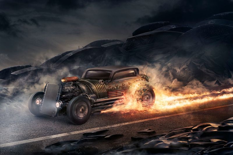 Zum Jahresabschluss lässt Rafael Neff ein Classic Car in Flammen aufgehen. (Automechanika)