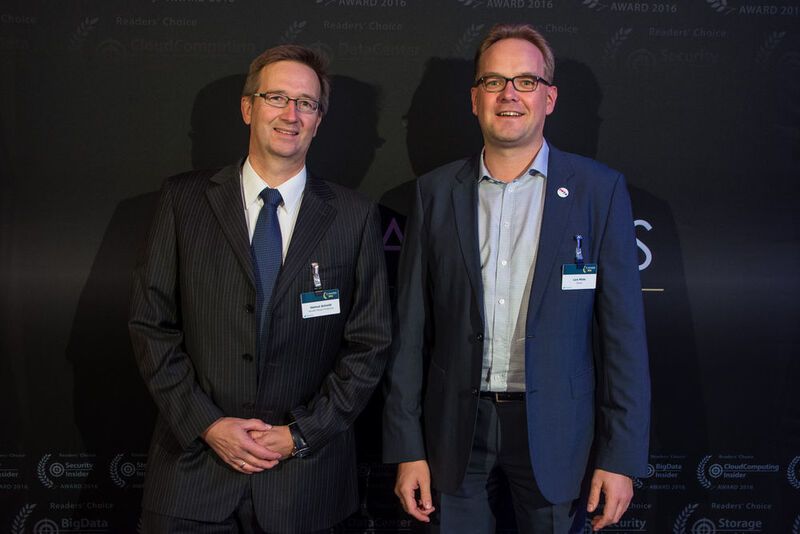 Helmut Schmitt von Hewlett Packard Enterprise (links im Bild) und Lars Milde von Tableau Software. (Dominik Sauer / VIT)