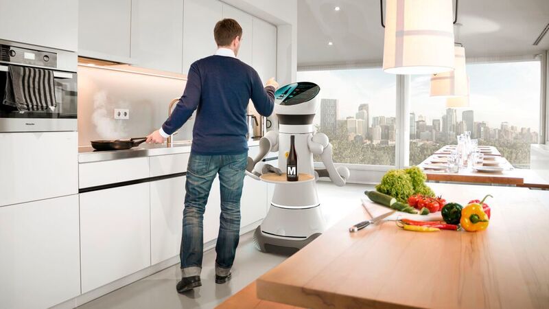 Fokusbereich 8 – Benutzerfreundlichkeit: Die Robotikindustrie arbeitet daran, den Einsatz von Robotern weiter zu vereinfachen. Wir können die Hürden für den Einstieg in die Arbeit mit Robotern senken, indem wir intuitive Kommunikations-, Bedien- und Programmierschnittstellen bereitstellen. (Fraunhofer IPA / Phoenix Design)