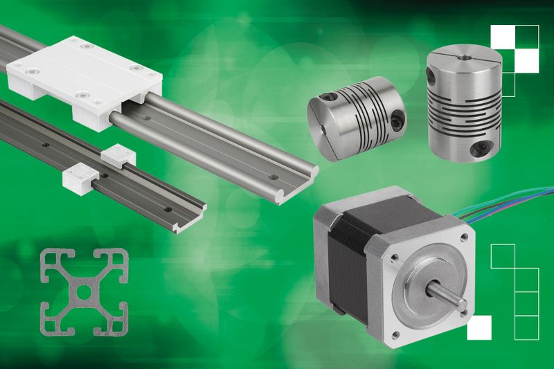 Numerous standard parts from Norelem were installed in the engraving machine, including aluminum profiles, linear guide rails, stepper motors, and spring-loaded couplings. (Source: Norelem)